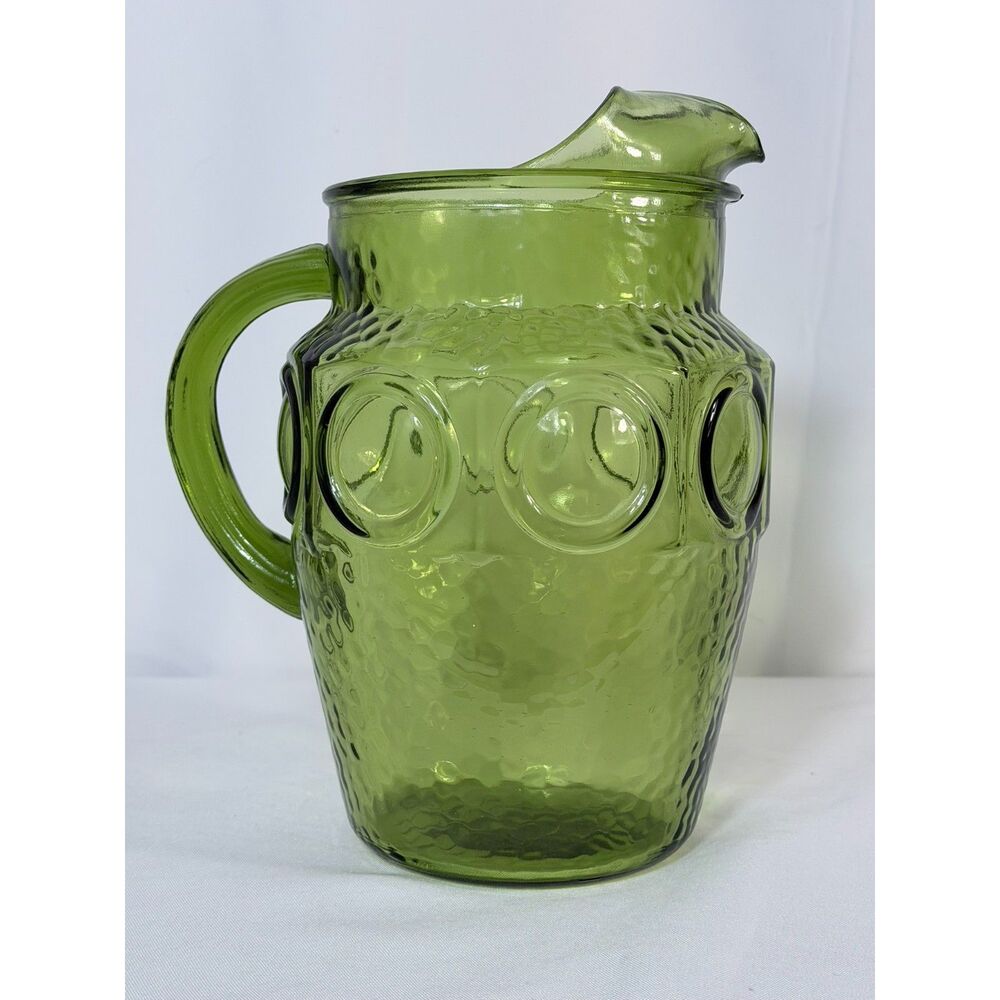 VTG Avocado Heritage Hill Green Pitcher Water Juice Country Mod Cottage Anchor